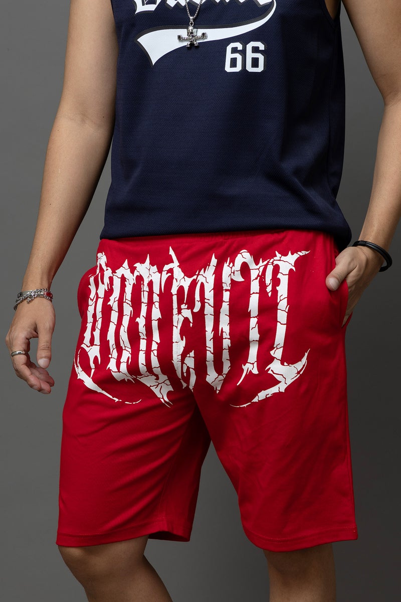 Go Devil Printed Red Shorts For Men - Image 2